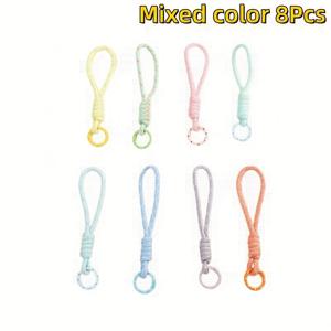 TEMU 8개 컬러 블록 직조 폰 랜야드 & 키체인 | 파스텔 그라데이션, 분리형 방실 스트랩 | 열쇠 및 휴대폰 케이스 장식용 | 튼튼한 핸드메이드 디자인과 견고한 클립 | 생동감 넘치는 액세서리