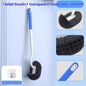 TEMU 벽걸이형 긴 손잡이 & 부드러운 솔의 화장실 브러시 - 공간 절약형 욕실 청소 도구, 인체공학적 그립 및 위생 베이스 & 완전한 커버리지용 후크 포함 - 내구성 있는 플라스틱 구조, 랜덤 컬러 (블루/그레이) - 스쿼트 피트 & 변기 청소에 이상적