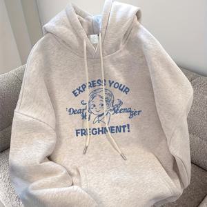 TEMU 여성용 포근한 플리스 후드티, 