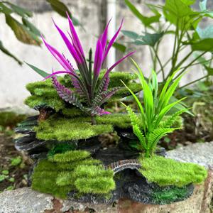 TEMU 1개 신제품 수중 이끼 돌 아쿠아리움 장식 - 내구성 ABS 레진 인공 암석과 이끼, 보라색 수초 포함, 물고기 및 새우 은신처 강화된 수중 풍경, 자연 서식지 | 어항, 거북이 서식지 및 워터 피쳐용 | 질감 표면 디자인, 해양 탱크를 위한 레진 공예 오너먼트