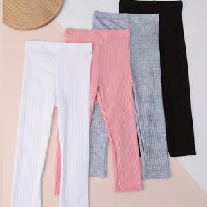 TEMU 4개 세트 여아용 캔디 컬러 리브드 타이츠 - 탄력 있는 허리밴드가 있는 부드러운 스트레치 니트 레깅스, 사계절 활용 가능한 캐주얼 & 포멀웨어용 귀여운 디자인, 편안한 착용감