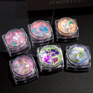 TEMU 6개 오로라 오피얼 네일 글리터 플레이크 - 반짝이는 시퀸, DIY 매니큐어용 저자극성 네일 아트 장식, 반짝이는 구름 & 아이스 디자인, 핑크/퍼플/블루, 네일 글리터 액세서리, 매니큐어 강화, 반짝이는 시퀸, 저알레르기 소재