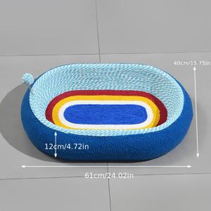 TEMU 1-in-1 대형 고양이 스크래쳐 & 침대 - 이중 기능 스크래처와 쿠션 휴식 공간, 쉬운 청소 표면, 넓은 타원형 디자인, 실내용 고양이에게 완벽한 키튼 및 성체 고양이용