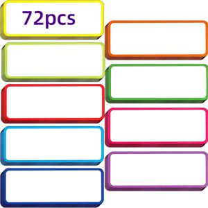 TEMU 36/72개 자석 드라이 이레이즈 라벨 컬러풀 네임 라벨 유연한 재사용 가능한 자석 스티커 화이트보드 냉장고 보관용 크기 8.0cm x 3.0cm