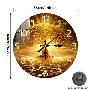 TEMU 2D플랫, 1개, 개인용 머니 트리, 나무 무소음 벽시계, 원형 8/10/12/14인치, 모던 장식, 거실·침실·사무실·카페용 - 배터리 구동 (AA 건전지 별도) 결혼식, 생일 선물, 사무실 장식,현대적 디자인,내구성 있는 소재,고품질 목재,장식용 시계,사무직 근로자|벽시계|벽시계