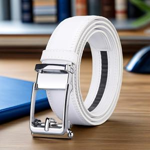 TEMU 남성용 우아한 자동 버클 PU 가죽 벨트 - 순백색 합금 버클, 사이즈 조절 가능 디자인으로 비즈니스, 캐주얼, 골프 & 야구에 적합 - 크리스마스, 아버지의 날 및 졸업 선물로 다재다능한 일상용 벨트 - 내구성 있고 스타일리시한 남성 패션 액세서리