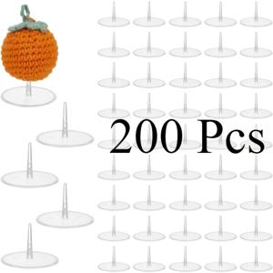 TEMU 200개 플라스틱 크로셰트 이모션 지지 받침대, 5.05cm 넓은 평면 원형 베이스, PS 투명 소재의 미니어처 디스플레이 및 수공예용 (양면테이프 2롤 포함)