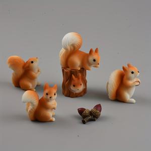 TEMU 6개 세트 기발한 다람쥐 가족 레진 조각상 - 생동감 있는 오렌지 & 화이트, 실내/외 홈 데코, 정원 풍경 액센트, 전기 필요 없음, 내구성 있는 플라스틱, 계절 장식에 완벽, 다람쥐 선물, 크리스마스 장식, 할로윈 장식, 피규어, 홈 데코용 오너먼트