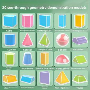 TEMU 20개 투명한 3D 기하학 모델 세트 - 수학 교육 보조 도구. 큐브, 직사각형 프리즘 네트 도면 포함. PC 및 PP 소재, 내구성 있음. 3D에서 2D로 변환, 영역 관찰에 이상적. 실용적인 기하학 학습, 교실 도구, 시각적 학습, 명확한 모델, 견고한 구조, 고품질 플라스틱, 교육 도구, 학교 용품, 홈스쿨링, 교사용