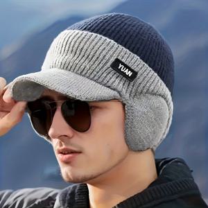 TEMU 남녀공용 방풍 및 추위 방지 플리스 안감 컬러 블록 비니 모자, 스키 및 사이클링과 같은 야외 스포츠에 적합, 크리스마스 또는 새해 선물로 완벽함, 아웃도어 스포츠, 겨울 착용, 베이직 룩, 편안한 헤드웨어, 토큐, 스키 애호가용|모자|남자모자