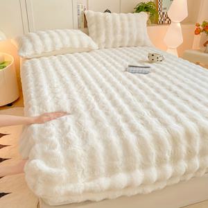 TEMU 1개 가을/겨울 두꺼운 버블 매트리스 시트, 360° 플러시 패딩 매트리스 보호 커버, 부드럽고 통기성 좋은 라이트 베이지-친화적 수분 흡수 기능, 침구 액세서리, 편안한 수면, 플러시 패딩, 통기성 원단, 매트리스 커버, 홈 데코레이터