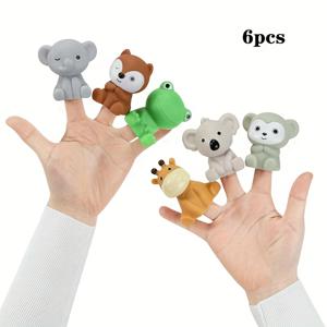 TEMU 6개 귀여운 동물 손가락 인형 - 사자, 곰, 기린, 얼룩말 & 원숭이 디자인의 사랑스러운 플러시 손가락 - 친구, 가족, 창의적인 놀이 및 상상력 향상을 위한 내구성 있는 플라스틱 소품, 상상 놀이용 인터랙티브 디자인, 부드러운 질감, 핑거 퍼펫, 인형 극장