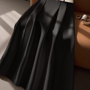 TEMU 여성용 우아한 A라인 맥시 스커트 - 공식부터 캐주얼 시크까지, 플레어드 헴, 벨트 필요 없음, 가을/겨울 시즌 일상 및 특별 행사용 스커트, 겨울 옷장, 세련된 디자인, 내구성 있는 소재, 패션 애호가용, 여성용 우아한 스커트, 커비/뚱근한 여성을 위한 롱 스커트, 스타일리시 스커트