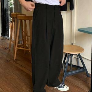 TEMU 남성용 솔리드 컬러 레그 드레스 팬츠 - 헤비듀티 룩 캐주얼 & 드레스 팬츠 (신축성 없음, 사계절용) 화이트 파이핑 스타일 (탄력 없음) - 레그 오프닝, 포켓 웨이스트밴드 - 학교, 결혼식 등 다양한 용도 -