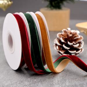 TEMU ZNZAKKA 럭셔리 레드/그린/골든/화이트/블랙/버건디 벨벳 리본 3롤 - 3/8인치 폭 (롤당 총 15야드) 크리스마스 트리 장식, 선물 포장, 화환 장식용 헤비듀티 사전 세탁 공예 리본 - 무봉제 가장자리