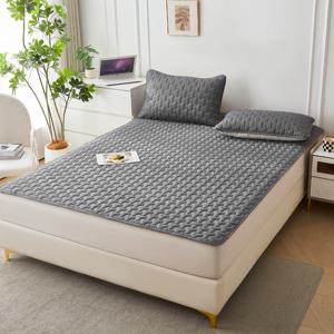TEMU 1개 초극세사 고급 퀼팅 매트리스 보호 패드 - 단색 삼각 패턴, 세탁기 사용 가능, 벨트 스타일 디자인 (싱글 또는 더블 침대용), 침실 장식, 침실 장식 액세서리 | 퀼팅 매트리스 패드 | 퀼팅 디자인, 침대 토퍼, 이불패드 퀸사이즈, 메트리스패드, 침대토퍼, 토퍼 퀸사이즈, 매트리스 깔판