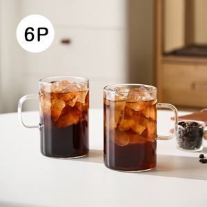 TEMU 4P/6P 500ML 투명 유리 머그컵 손잡이 내열 보온 차 라떼 우유 다목적 레스토랑 사무실 가정 세트