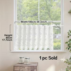 TEMU 1pc 흰색 간단한 작은 꽃 카페 커튼, 레이스 속이 빈 작은 커튼 계층, 짧은 밸런스 막대 포켓, 부엌, 식당 장식, 창문, 문, 부엌 캐비닛 차단 홈 장식에 적합