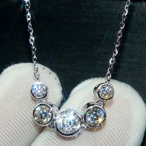 TEMU 우아하고 심플한 5-스톤 큐빅 지르코니아 펜던트 목걸이, 여성을 위한 4월 탄생석, 마디 그라 데이 웨딩 약혼 신부 보석, 도금 처리된 구리, 모든 계절에 다재다능한 체인