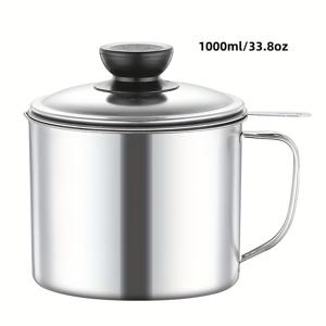 TEMU 1pc 1000ml/33.8oz 스테인리스 스틸 오일 필터 포트 - 다기능 오일 저장 및 스트레이너, 샐러드 드레싱, 소스 및 식용유 보존에 이상적, 주방 필수품, 오일 저장 솔루션 | 세련된 주방 용품 | 내구성 있는 주방 용품