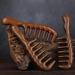 TEMU 로즈우드 와이드 투스 컬링 빗 - 정전기 방지, 모든 헤어 타입에 적합한 두피 마사지 브러시, 내구성 있는 나무 손잡이, 젖은 머리와 마른 머리 모두 사용 가능