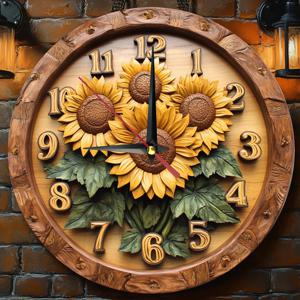 TEMU 빈티지 목재 벽시계 - 조용한, 주방, 침실, 사무실용 팜하우스 스타일 장식 - 배터리 작동 (AA), 틱소리 없음 - 완벽한 부활절 선물, 9.8x9.8인치, 원형