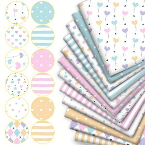 TEMU 12개 여름 달콤한 핑크 하트 디자인 8분의 1 직물 팩, 폴리에스터 패치워크, DIY 공예, 지갑 만들기, 선물 주기, DIY 인형 옷, 가방 만들기, 베개 쿠션, 120g/m², 9.45*20인치, DIY 지갑 만들기