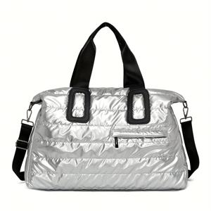 TEMU 대용량 광택 체육관 더플백 독립 신발 수납공간 포함 - 내구성 있는 폴리에스터 스포츠 여행 요가 트레이닝 가방 여성 및 남성용, 다양한 색상(검정 표시됨), 체육관 액세서리