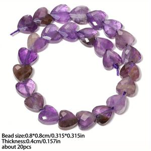 TEMU AAA 자연 아메티스트 하트 모양의 비즈, 8mm 광택이 있는 느슨한 비즈 DIY 보석 만들기 - 팔찌, 목걸이 및 우아한 장식에 이상적, 보석 만들기 용품