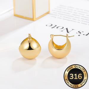 TEMU 알러지 방지 18K 골드 도금 스테인리스 스틸 홀 귀걸이. 변색 방지, 심플하고 우아한 디자인의 고품질 여성용 귀걸이로 데일리 및 파티 착용에 적합. 여성을 위한 세련된 액세서리로 완벽한 선물