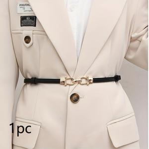 TEMU 여성용 조절 가능한 재킷 벨트 - 톤 버클 & 블랙 스트랩, 슬림핏 허리 조임, 웨딩/파티/캐주얼 코트 벨트, 세탁 불가 드레스 액세서리 (스탠다드 사이즈) - 노치 재킷에 적합