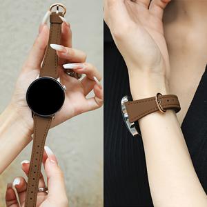 TEMU 삼성 4/5/6/7 시리즈 (40/44/45/46/47mm)용 20mm PU 합성 가죽 밴드 - 라이트 럭셔리 브라운 스트랩, 골든톤 버클, 내구성 & 편안한 교체용 밴드|스마트워치