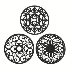 TEMU 세 조각 패키지 실리콘 열 절연 매트 중공 디자인 레트로 스타일 데스크탑 보호 패드 대형 두꺼운 고품질 미끄럼 방지 화상 방지 대용량 실리콘 매트 냄비, 그릇 및 세면대에 적합