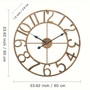 TEMU 빈티지 유럽 스타일 메탈 벽시계 - 로마 숫자가 있는 무소음 대형 라운드 시계, 블랙 & 골드 악센트, 배터리 작동 (AA 미포함), 거실/침실/사무실 장식용, 클래식 우아함, 내구성 있는 시계, 홈 , 러스틱 매력, 견고한 구조, 인테리어 디자이너를 위한 시계 수집품|벽시계|벽시계