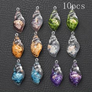 TEMU 10개 아크릴 야광 해조류 매력 - 20x42mm DIY 공예용 반짝이는 펜던트, 귀걸이, 팔찌, 목걸이용 - 다양한 색상의 복잡한 디자인의 조개 모양, 투명 소재, 야광 기능