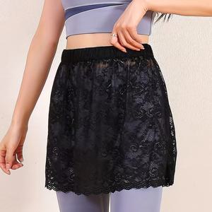 TEMU 여성용 시스루 오버 더 니 스커트 - 레이스 느낌의 밑단이 있는 레이어드 숏 드레스, 반투명 팬츠/청바지 호환, 세탁기 사용 가능한 사계절용 내부 스커트 (아우터 필요 없음)