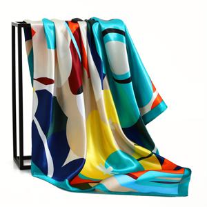 TEMU 35.4인치 헤드스카프, 새 에어컨 방 대형 손수건, 여성용 야외 얇은 스카프, 트렌디한 스퀘어 스카프, 고급스러운 스타일의 따뜻한 터번, 패션 프린트 헤드스카프, 사계절용 숄 90*90cm