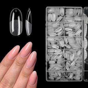 TEMU 600개 멀티 스타일 네일 팁, 사각형 오벌 아몬드 코핀 발레 스틸레토 12사이즈 투명 풀커버 반매트 인조네일, 프레스온 네일 매니큐어 홈 DIY용, 여성 선물