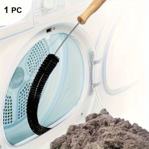 TEMU 스테인리스 스틸 유연한 건조기 및 세탁기 청소 브러시 - 인체공학적 손잡이, 전기 불필요, 주방 및 욕실에 이상적, 내구성 있고 사용하기 쉬운 디자인, 세탁실 액세서리, 다용도 청소 도구, 매끄러운 메탈릭 마감, 튼튼한 주름 브러시