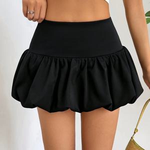 TEMU 여성용 우아한 숏 스커트 - A라인 스윙 스커트, 직선/커브 헴, 세탁기 사용 가능한 솔리드 컬러 드레스, 사계절 착용 가능, 캐주얼부터 드레시한 행사(결혼식, 파티)까지 - 다용도 숏 스커트