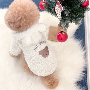 TEMU 사랑스러운 곰 테마 플리스 강아지 스웨터 - 소형에서 중형 견종을 위한 아늑한 겨울용 애완동물 의류, 스냅 버튼 클로저, 100% 폴리에스테르 - 치와와, 요키 등에 완벽함