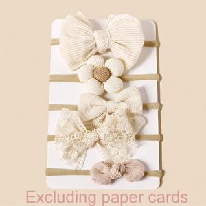 TEMU 5개입 부드럽고 편안한 아기 꽃 머리띠 - 내구성 있는 폴리에스테르, 작은 아이들을 위한 늘어나는 머리띠, 스타일리쉬한 라이스 및 리본 디자인, 소녀 머리 액세서리용 이상적인 머리 액세서리, 재미있는 머리 장식, 늘어나는 머리띠