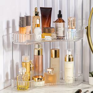TEMU 1pc 투명한 플라스틱 코너 메이크업 정리함, 다층 화장품 보관함, 욕실 카운터탑 디스플레이 선반, 공간 절약 바니티 스탠드, 휴대용 향수 거치대, 방 장식 액세서리