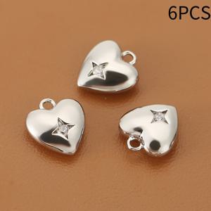 TEMU 6PCS 구리 하트 펜던트 별 모양 장식 펜던트 목걸이 및 팔찌 장신구 만들기 재료