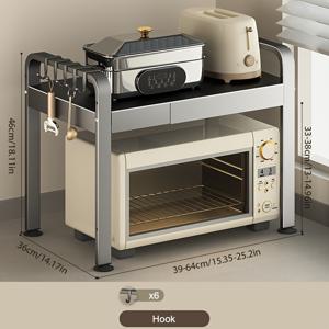 TEMU 다용도 금속 전자레인지 스탠드 - 확장 및 축소 가능한 주방 카운터탑 정리대, 오븐, 빵틀, 양념용 | 회색 & 흰색 주방 액세서리 보관대, 랙