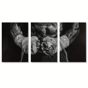 TEMU 3개 세트 무테 복싱 아트 캔버스 벽 장식 - 흑백 패턴, 운동선수 액션 포스터, 거실 & 침실용 모던 모노크롬 스포츠 벽 예술, 복싱 팬을 위한 DIY 선물