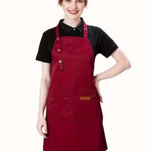 TEMU 고급 주방 캔버스 앞치마, 조절 가능한 어깨끈이 있는 작업복, 대형 포켓 2개와 소형 포켓 1개 포함, 남녀 공용, 요리사, 정원 가꾸기, 바비큐, 카페, 미용 및 매니큐어에 적합