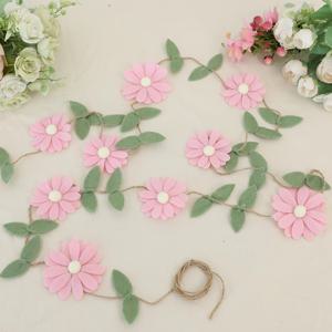 TEMU 1개 수제 펠트 데이지 꽃 가랜드 - 멀티퍼포즈 테마 배너, 생일/방&정원 장식, 할로윈/크리스마스/파티 데코, 벽 장식, 러스틱 스타일, 디자인, 내구성 있는 소재, 홈스타일링 및 DIY 애호가를 위한 전기 없이 사용 가능한 장식품