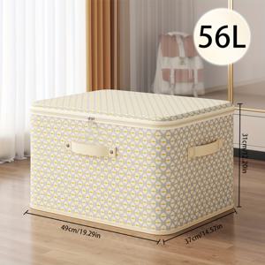 TEMU 지퍼 뚜껑이 있는 단단한 보관함, 린넨 원단 보관함, 옷장, 옷장용 손잡이가 있는 접이식 선반 옷 보관함