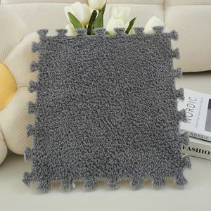 TEMU 20개 스플라이싱 플러시 모듈러 바닥 매트/부드러운 폼 체인 카펫, 미끄럼 방지 - 연결 가능/두꺼운 카펫 침대 옆 러그